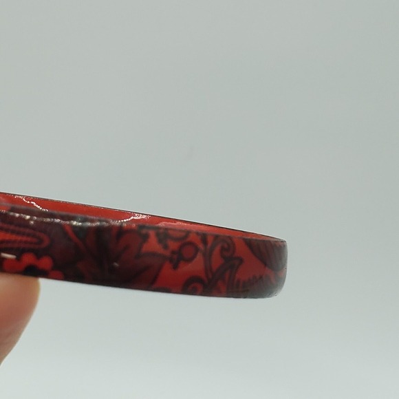 Red Enameled Bracelet and Ring‎ Size 5 Flowers Womens Fashion Jewelry - Picture 3 of 11